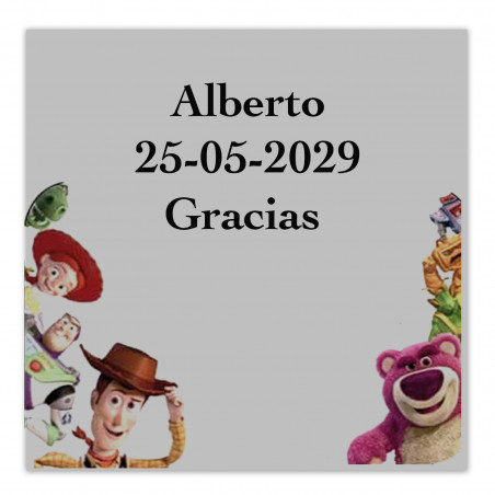Toy Story adhesivo trasparente 5x5cm personalizado