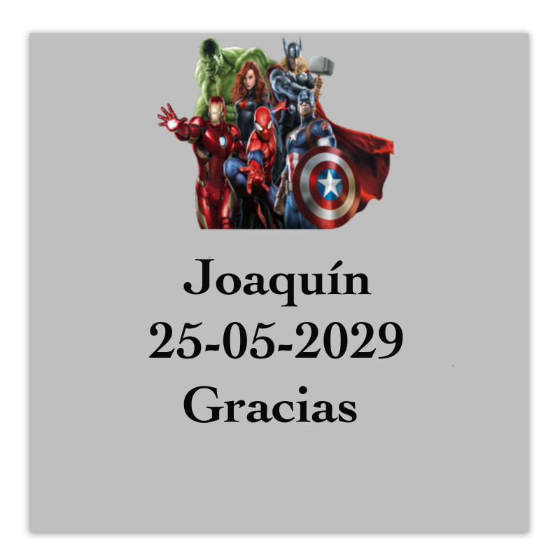Avengers etiqueta adhesiva 5x5cm con fondo transparente