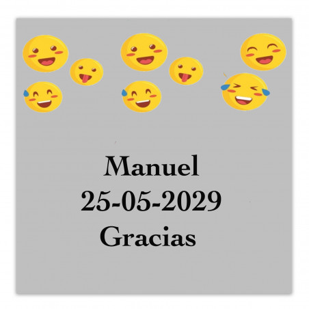 Emojis etiqueta adhesiva 5x5cm personalizada transparente