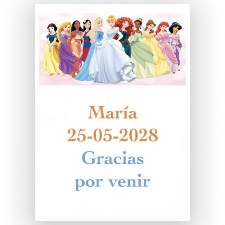 Princesas adhesivo personalizado 5x7cm
