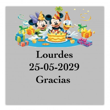 Disney adhesivo Cumpleaños 5x5cm transparente