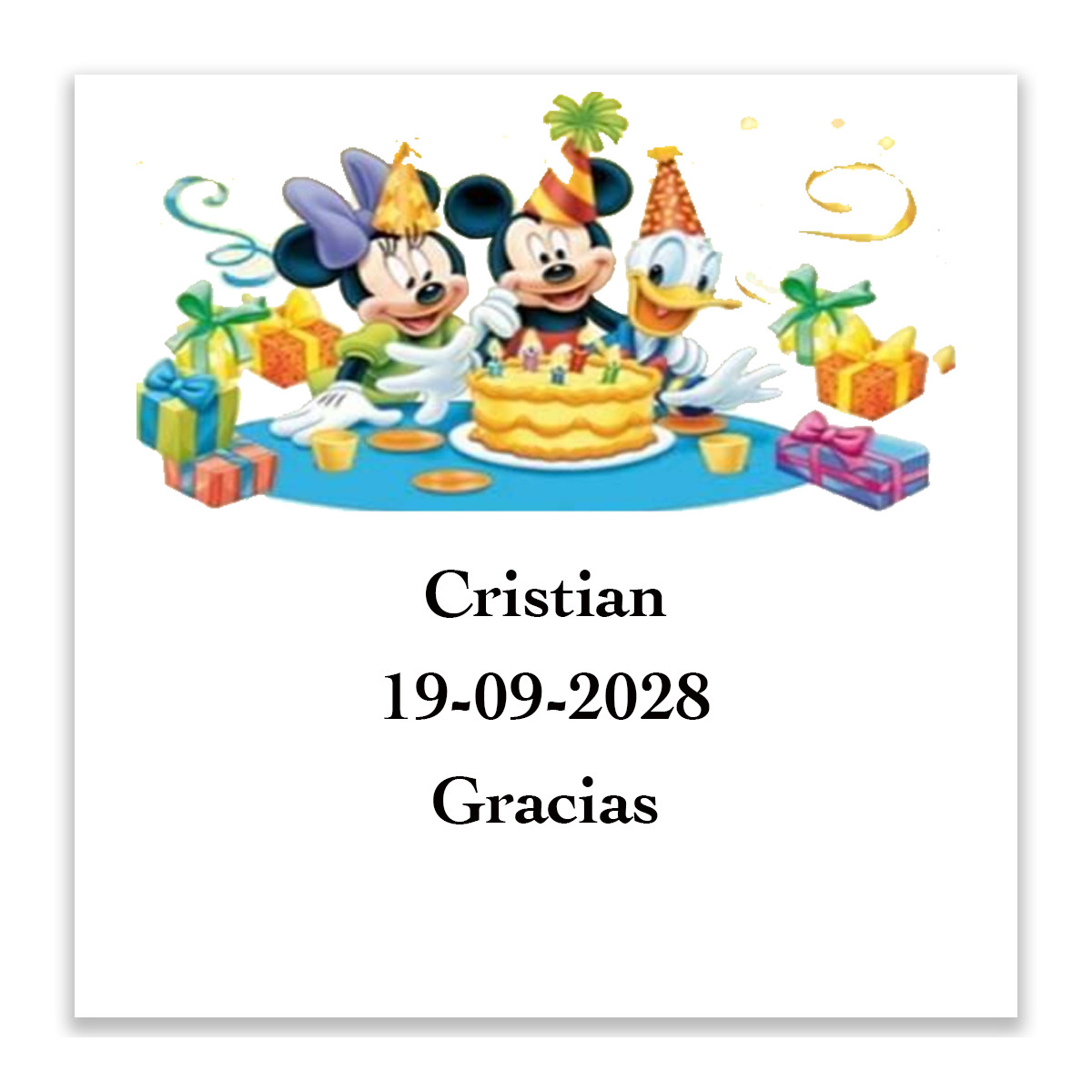 Disney adhesivo cumpleaños personalizado 5x5cm