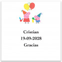 Peppa Pig etiqueta adhesiva personalizada 5x5 cm
