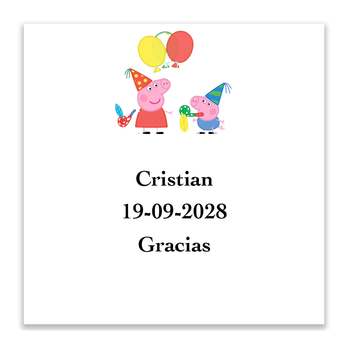 Peppa Pig etiqueta adhesiva personalizada 5x5 cm