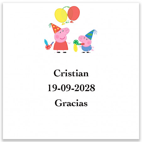 Peppa Pig etiqueta adhesiva personalizada 5x5 cm