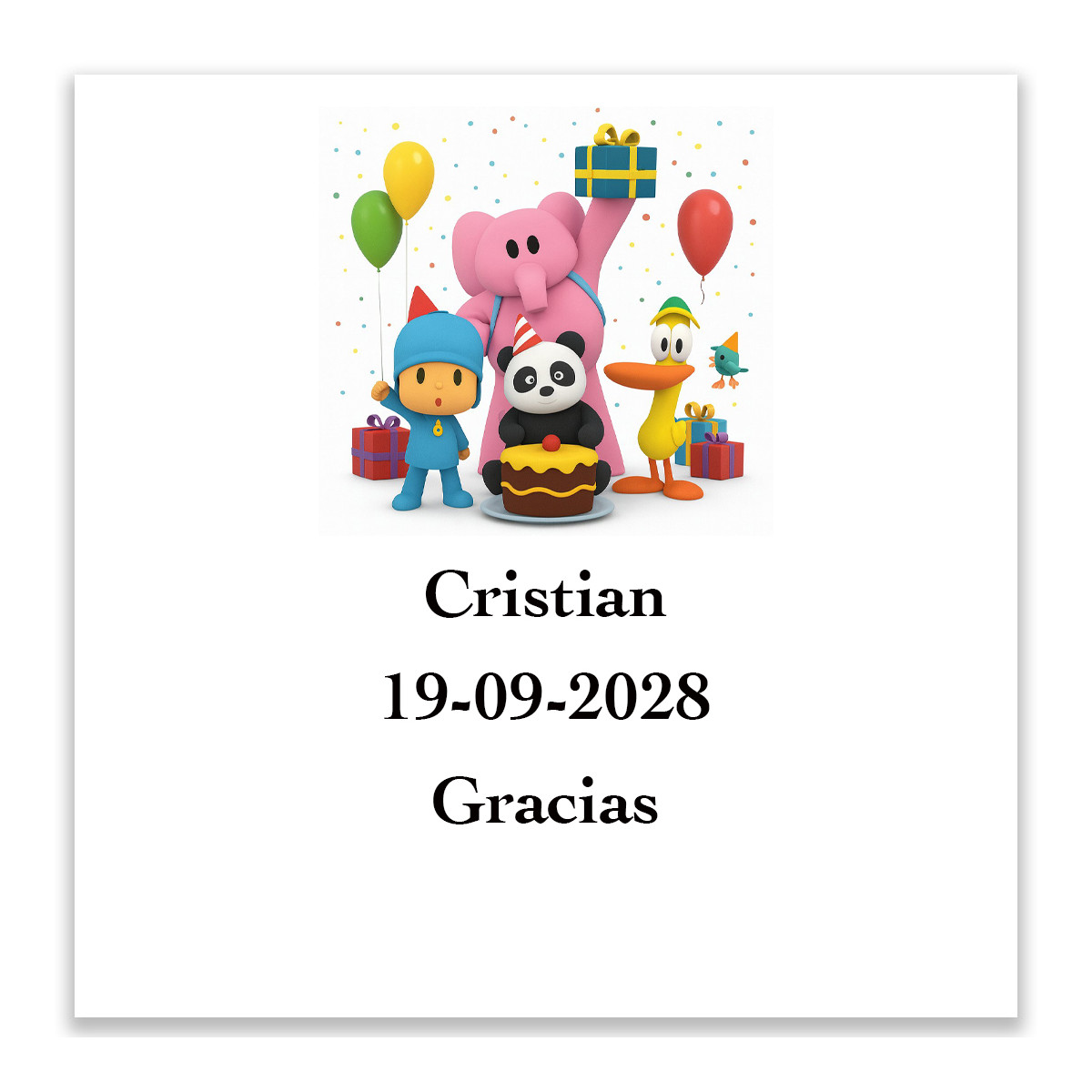Pocoyó adhesivo personalizado 5x5cm
