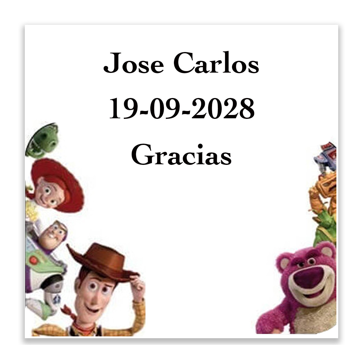 Toy Story adhesivo personalizado 5x5cm