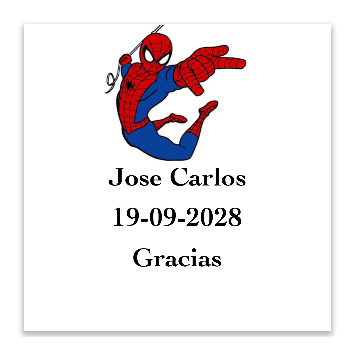 Spiderman adhesivo personalizado cuadrado 5x5cm fondo blanco para decorar