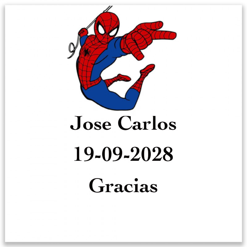 Spiderman adhesivo personalizado cuadrado 5x5cm fondo blanco para decorar