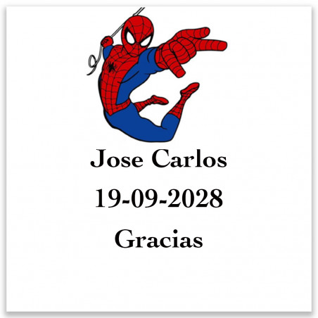 Spiderman adhesivo personalizado cuadrado 5x5cm fondo blanco para decorar
