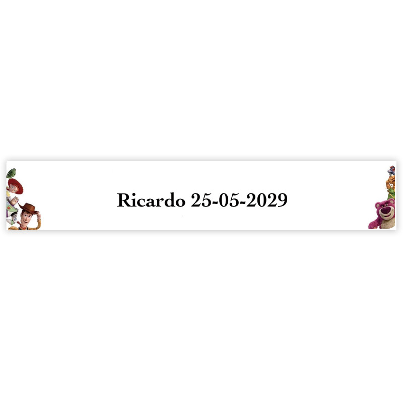Toy Story adhesivo personalizado para eventos infantiles 5x1cm