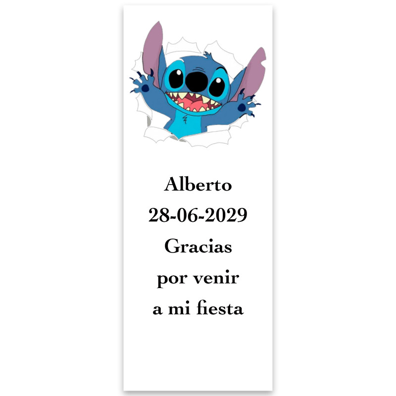 Stitch adhesivo personalizado para eventos 5x13cm