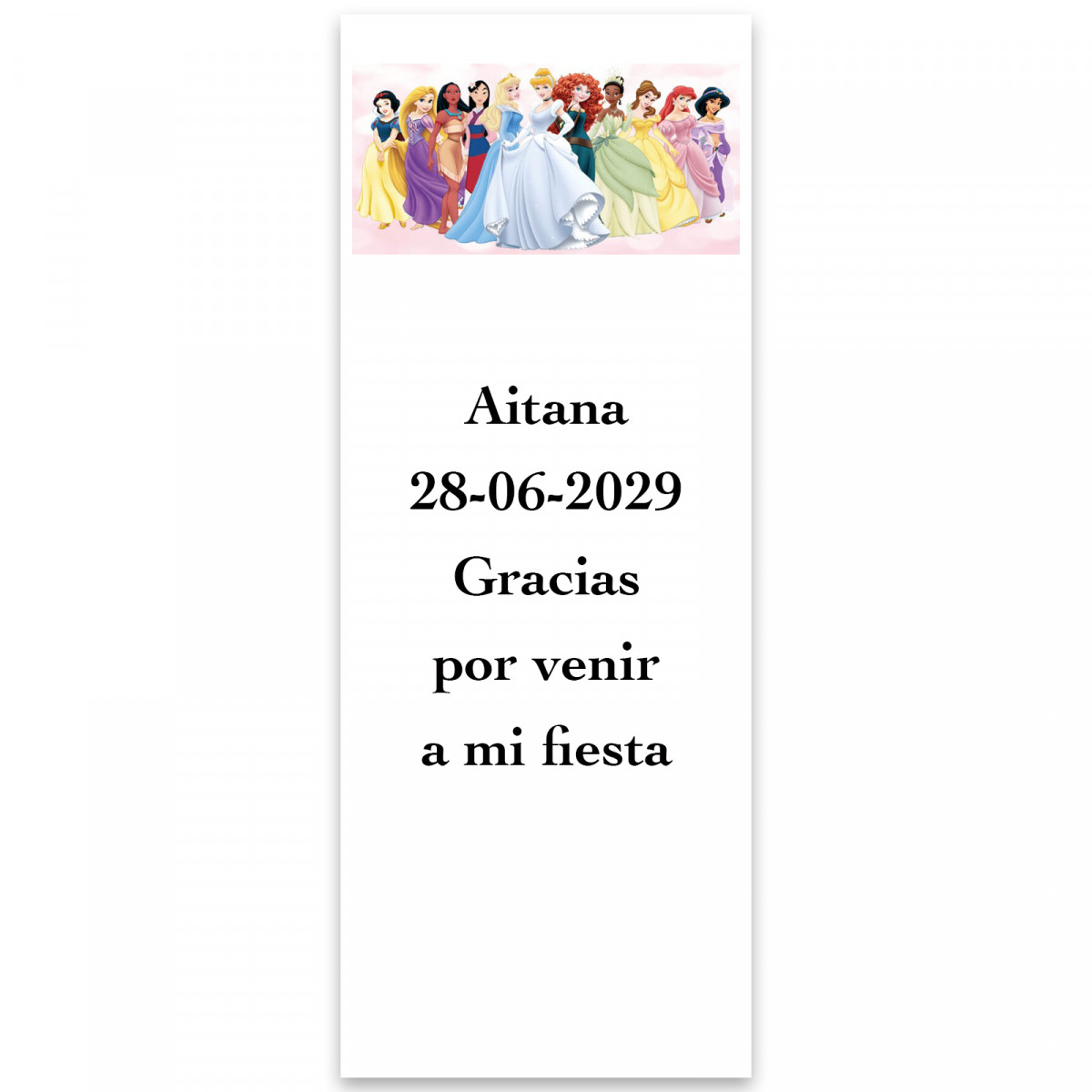 Princesas, adhesivo 5x13cm personalizado