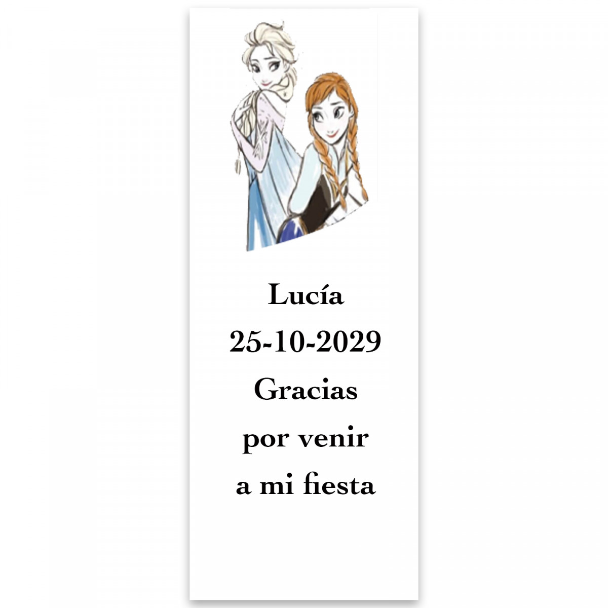 Frozen adhesivo personalizado con fondo blanco 5x13cm