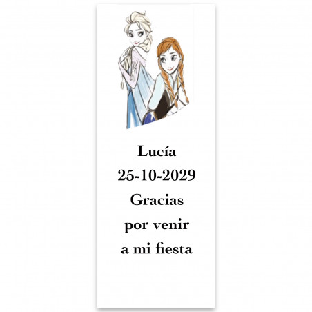 Frozen adhesivo personalizado con fondo blanco 5x13cm