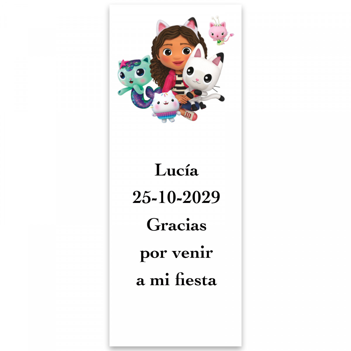 Gabby Gato adhesivo personalizado con diseño exclusivo 5x13cm
