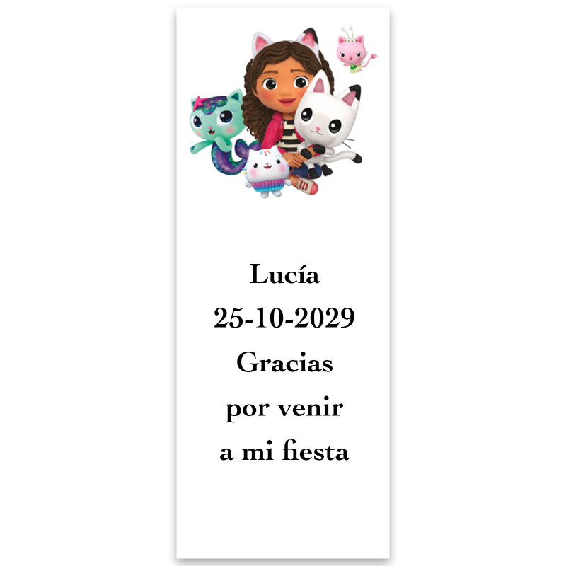 Gabby Gato adhesivo personalizado con diseño exclusivo 5x13cm