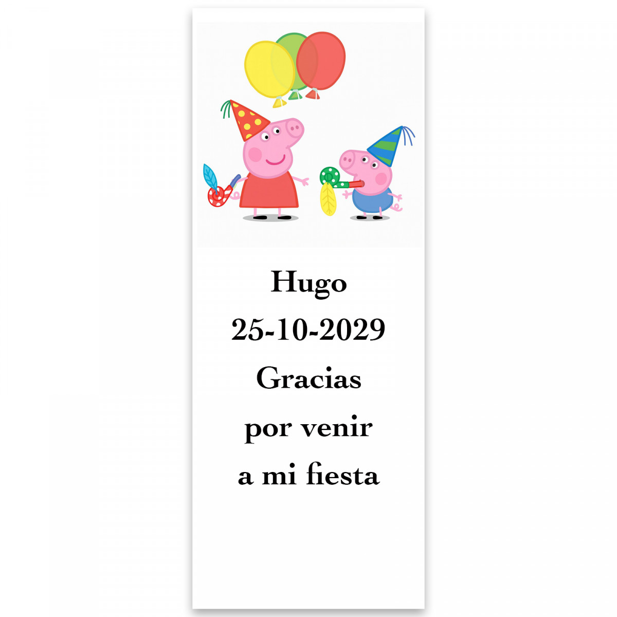 Peppa Pig, etiqueta adhesiva con diseño festivo 5x13cm