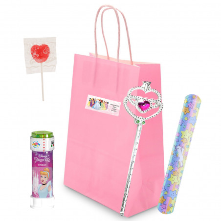 Princesas Disney detalle infantil con varita pompero y piruleta