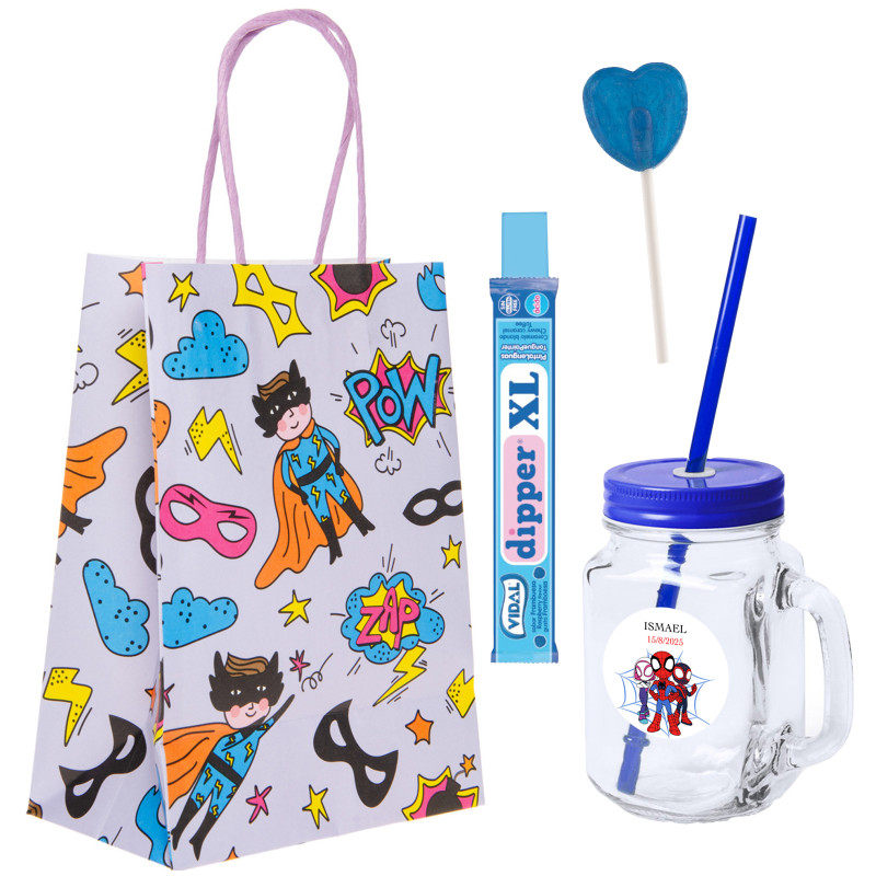 Spidey y su superequipo detalle infantil con jarra y chuches