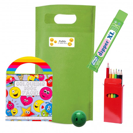 Emojis bolsa regalo con libro para colorear lápices pelota y chuche