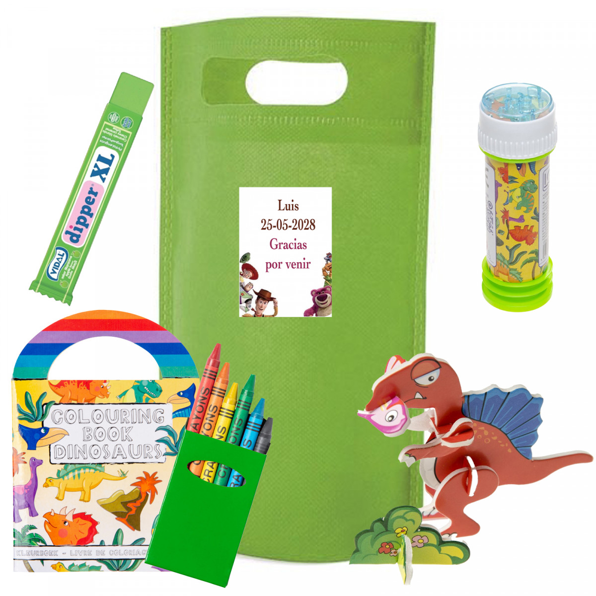 Toy Story detalle infantil con actividades dinosaurios y chuche