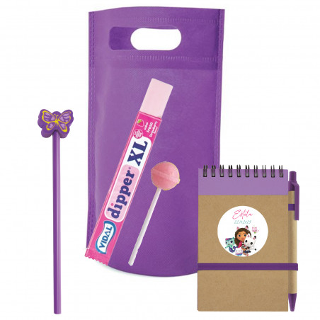 Gabby Gato bolsa con libreta lapiz y golosinas