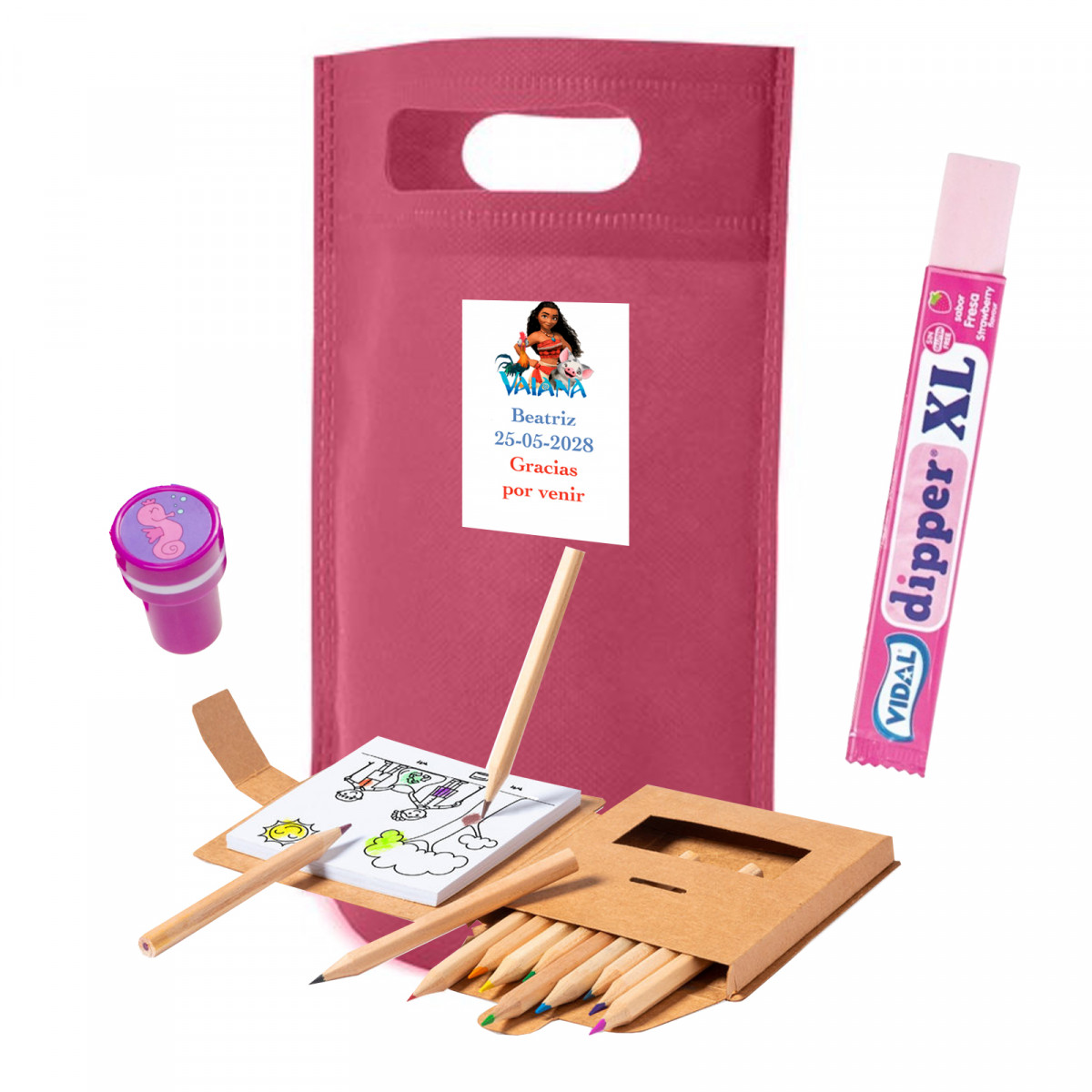 Vaiana Moana bolsa con set de pintar sello y chuche