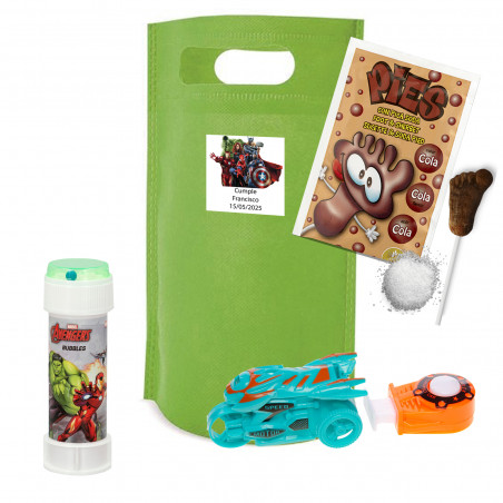 Avengers set de cumpleaños con pompero juguete y dulce
