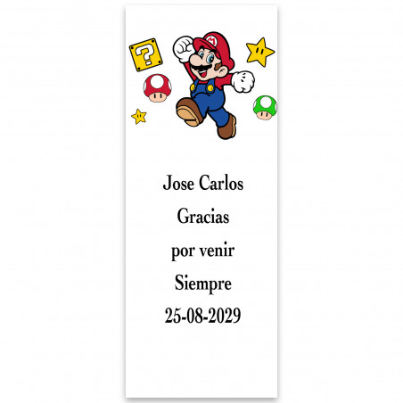 Mario Bros, adhesivo personalizado en vertical 13x5cm