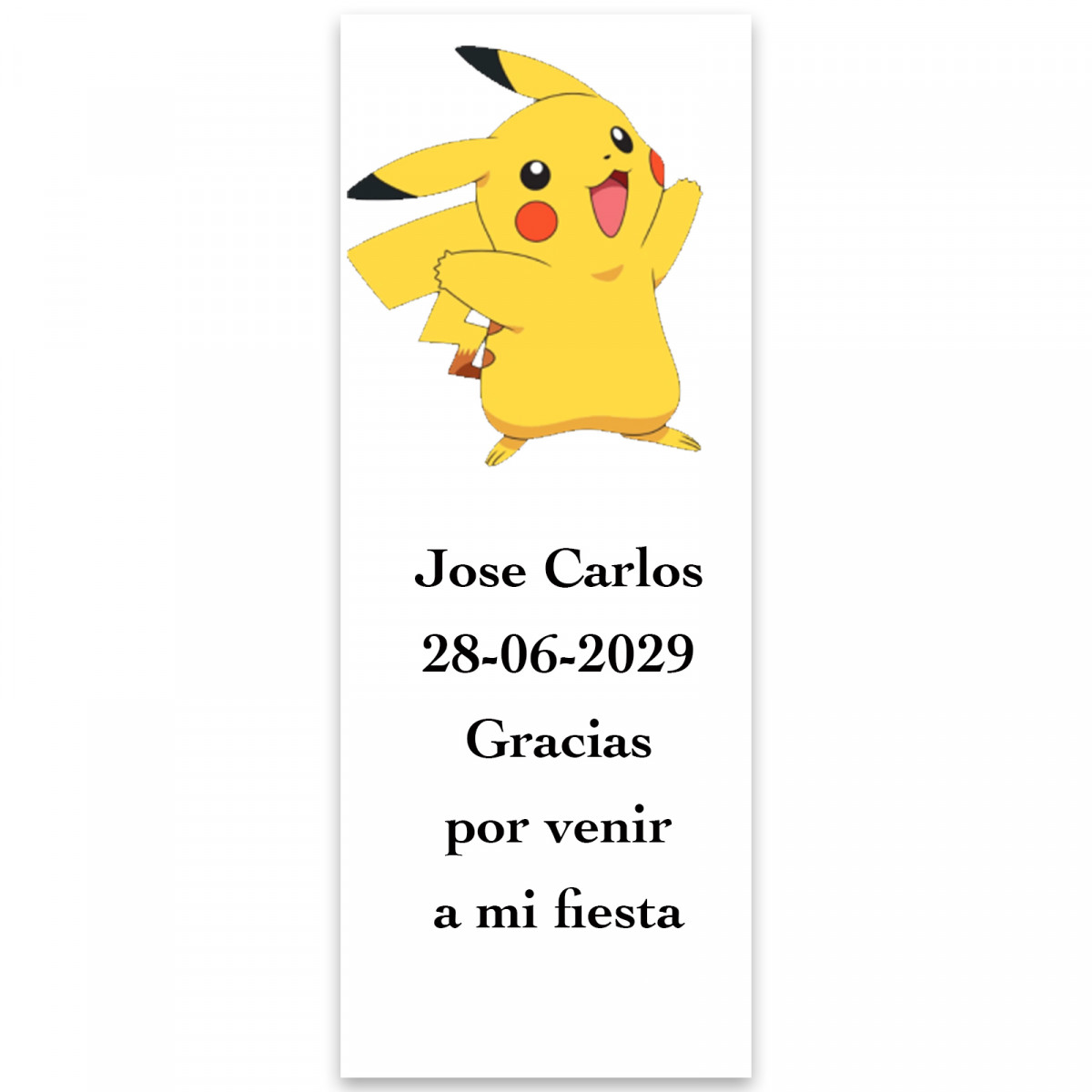 Pokemon, etiqueta personalizada para eventos 13x5cm