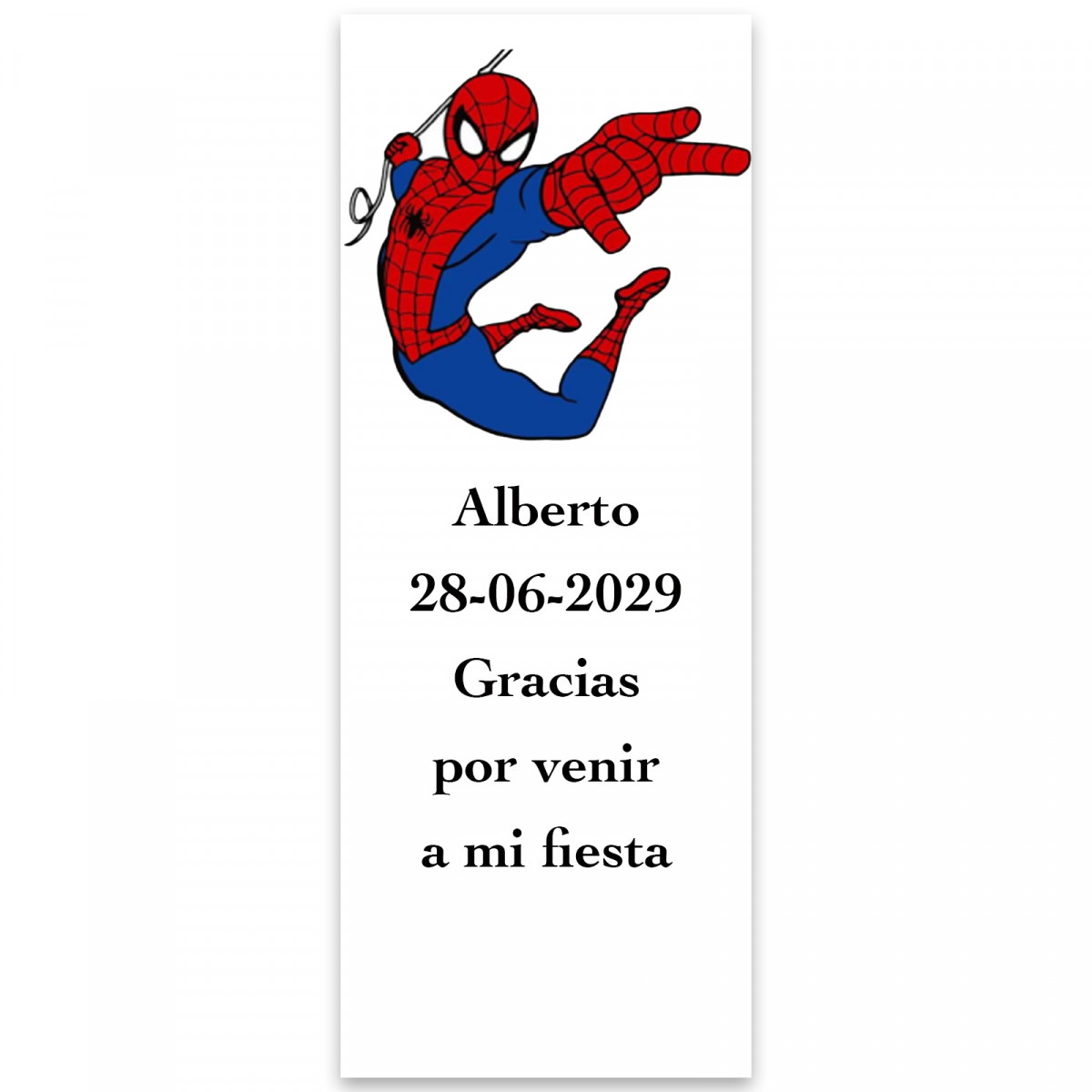 Spiderman adhesivo personalizado para fiestas y celebraciones 13x5cm