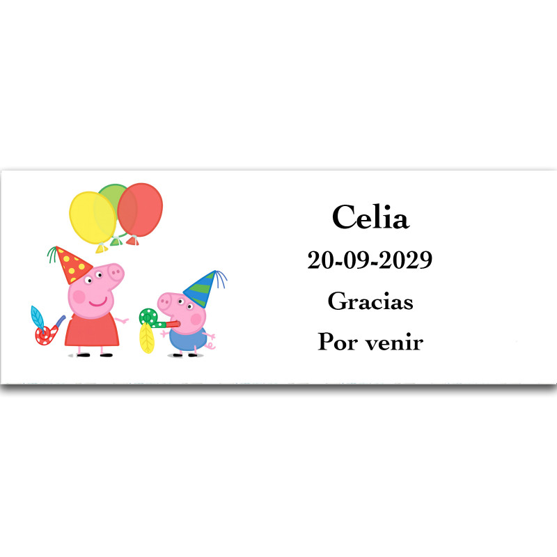 Peppa Pig adhesivo personalizado alegre y colorido 13x5cm