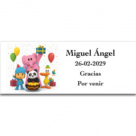 Pocoyó adhesivo personalizado infantil 13x5cm