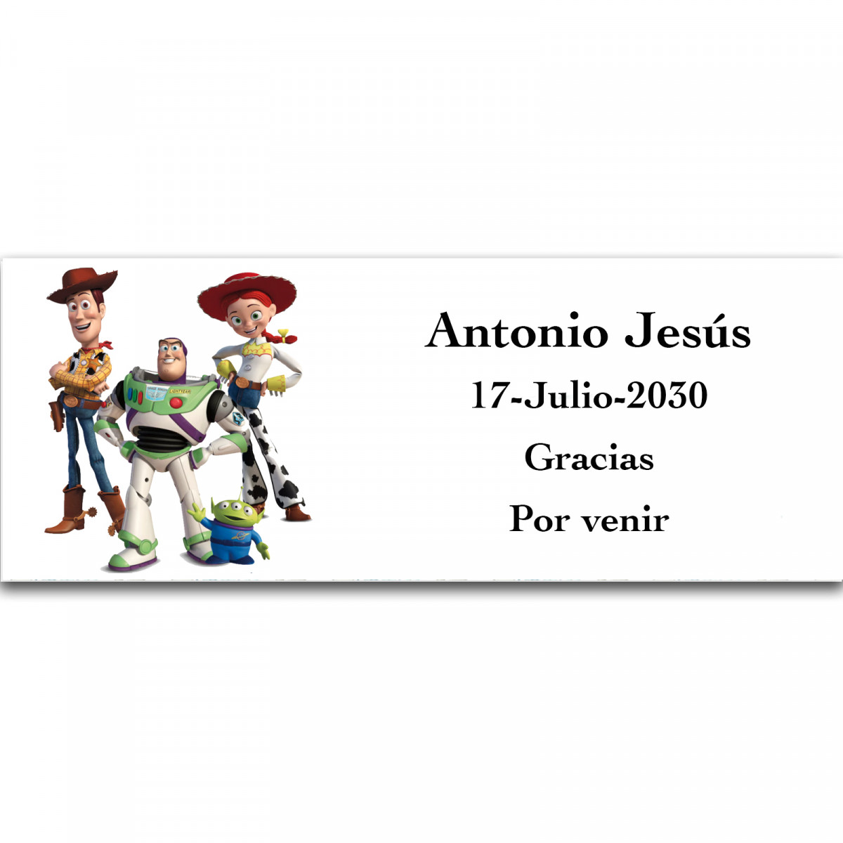 Toy Story etiqueta adhesiva personalizada 13x5cm