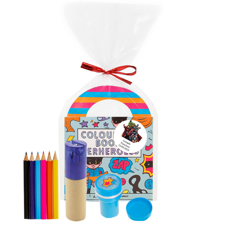 Detalles Avengers Libro de Colorear con Lápices y Sellos de Superhéores