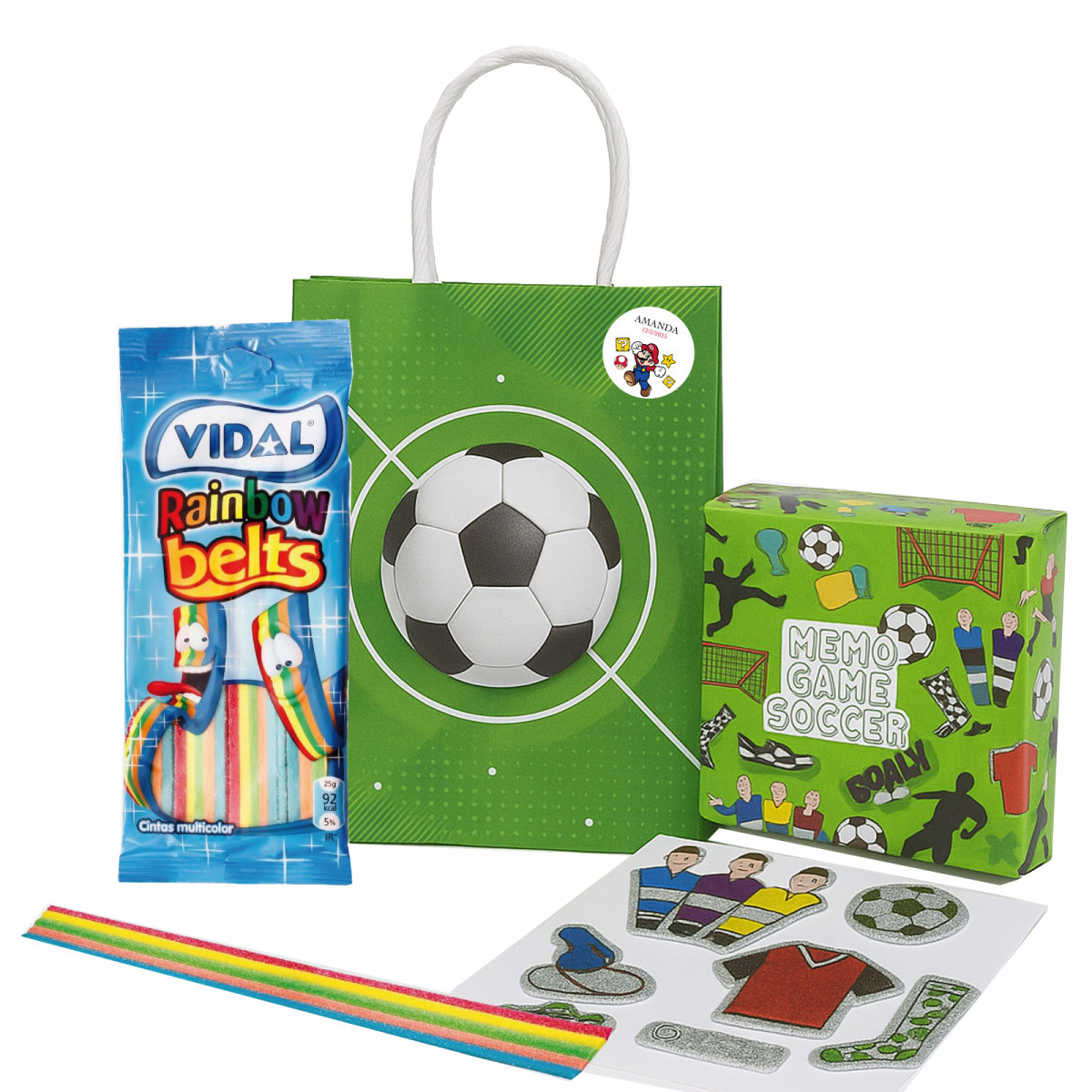 Súper Mario Bros con Detalles de Fútbol en Bolsa Futbolera