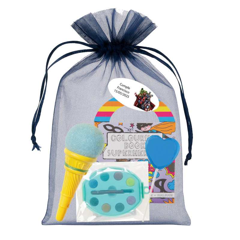 Avengers pack en bolsa de organza con regalos para niños