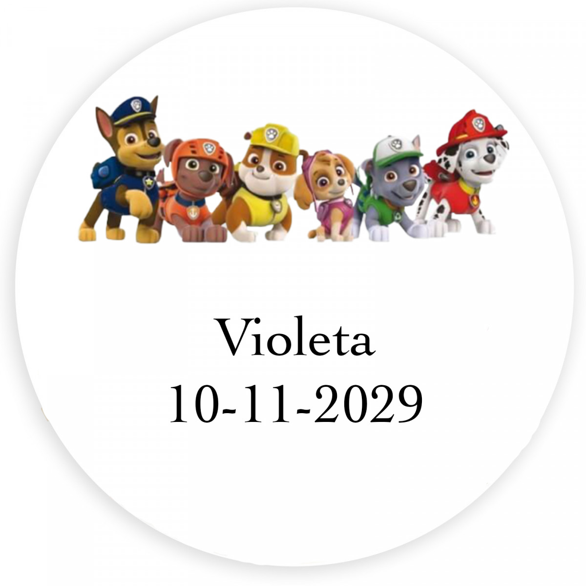 Patrulla Canina adhesivo personalizado 5cm fondo blanco para decorar