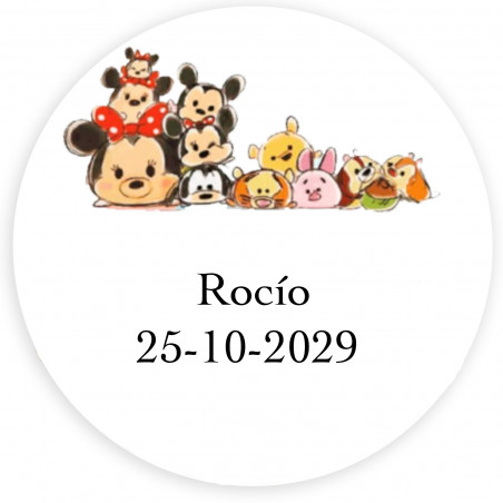 Disney, etiqueta adhesiva redonda 5cm editable