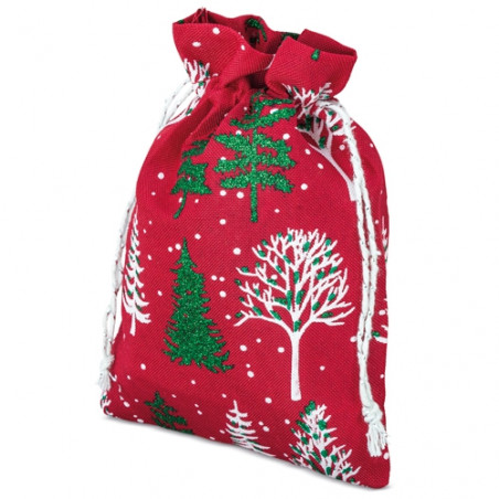 Bolsa roja con motivos navideños