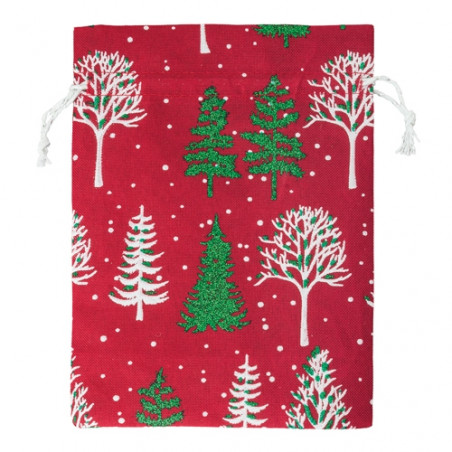 Bolsa roja con motivos navideños