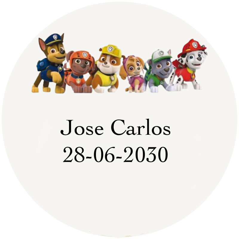 Patrulla Canina adhesivo personalizado de 5cm con fondo transparente
