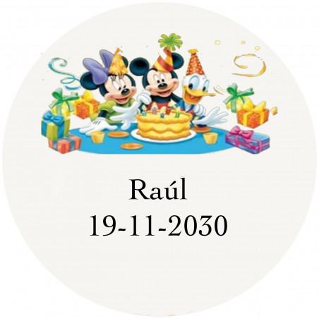 Disney, etiqueta adhesiva de 5cm con fondo transparente