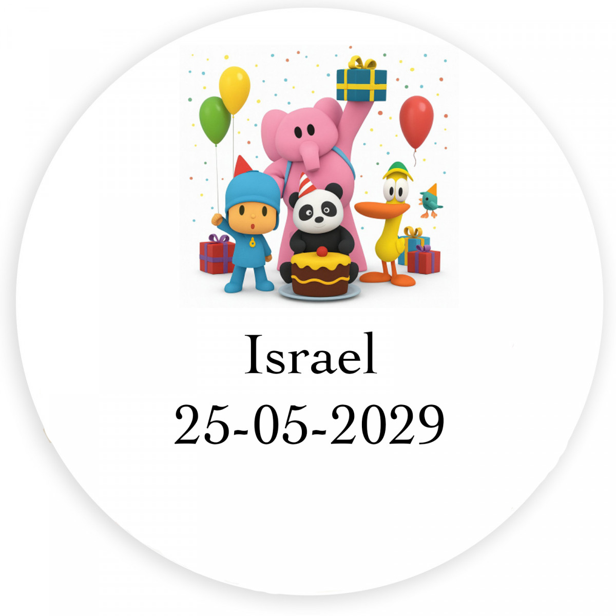Pocoyó en adhesivos personalizados de 3 cm