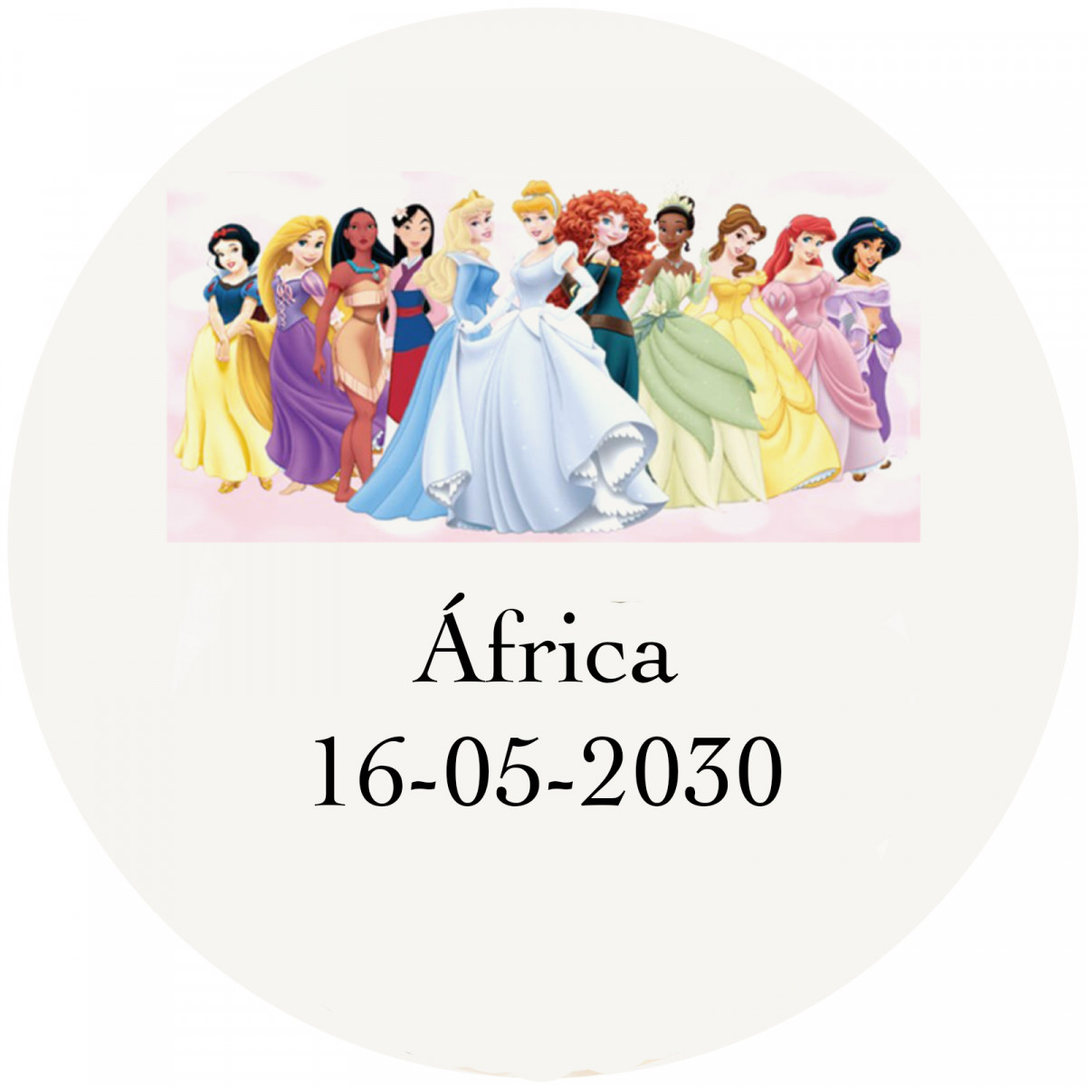 Princesas adhesivo transparente personalizado 3cm