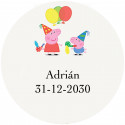 Peppa pig etiqueta adhesiva transparente con texto 3cm