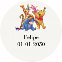 Winnie the pooh y sus amigos adhesivo transparente redondo personalizado 3cm
