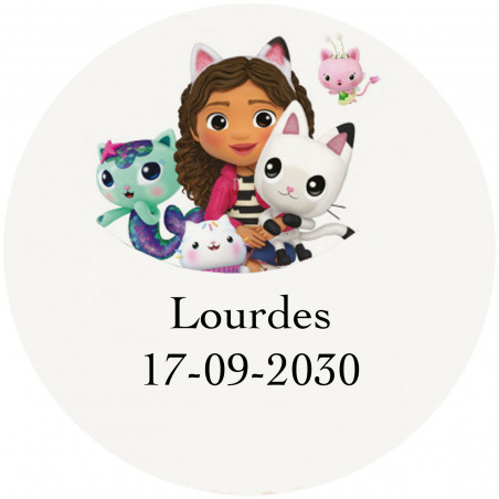 Gabby gato adhesivo personalizado de 3 cm transparente ideal para decorar