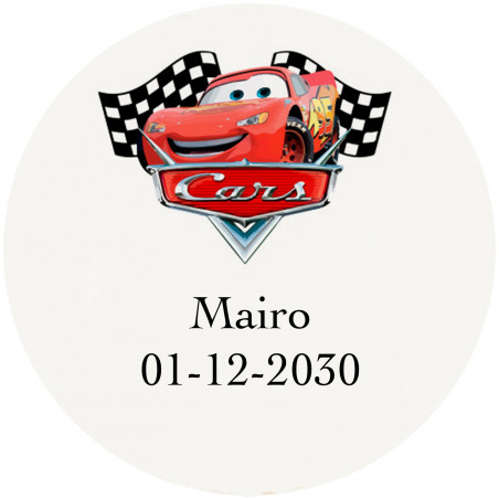 Cars con rayo mcqueen etiqueta adhesiva de forma redonda 3cm transparente